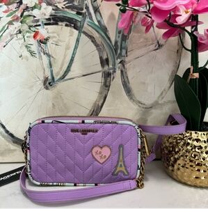 Karl Lagerfeld Purple Crossbody Bag with Gold Accents